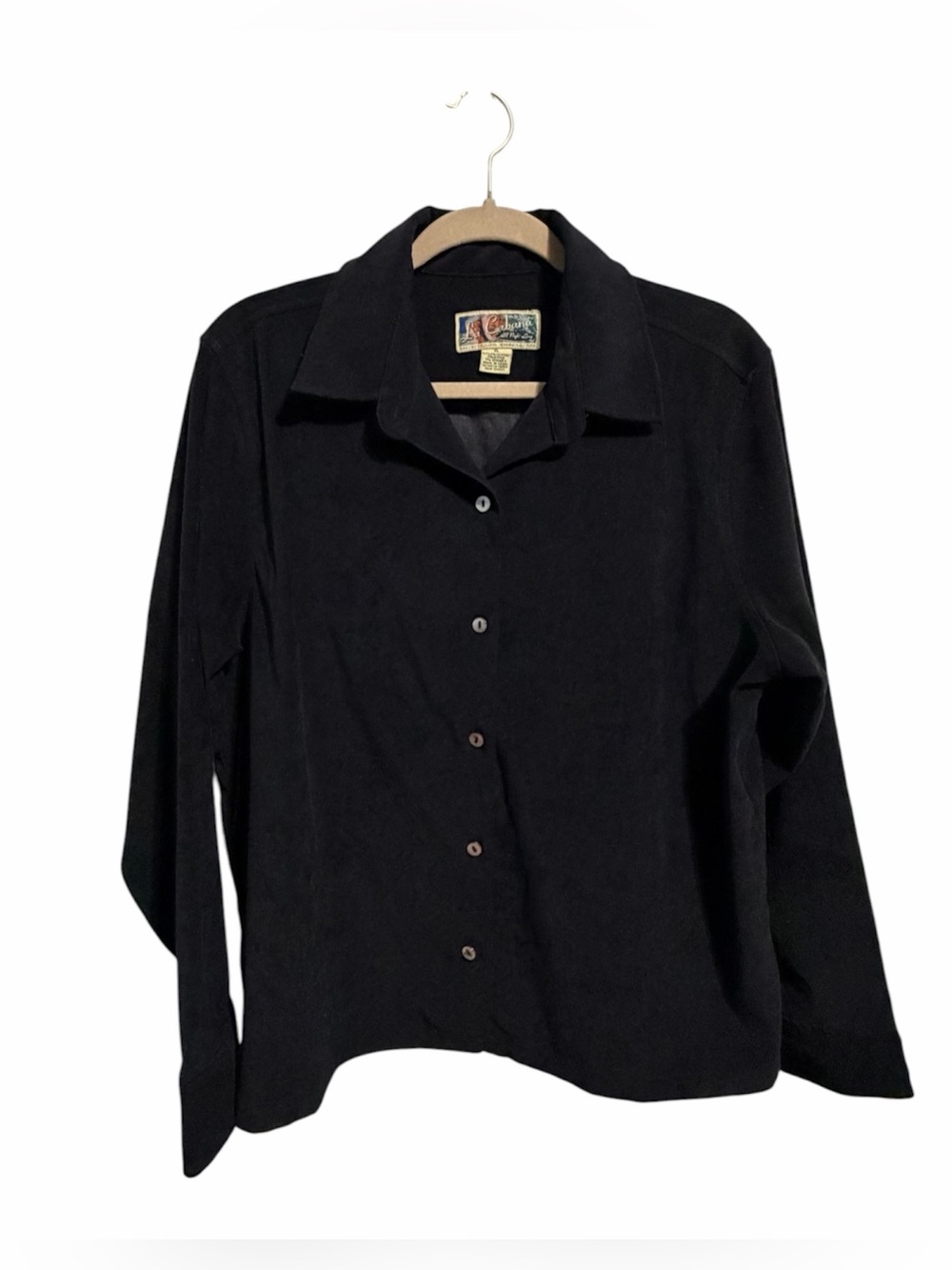 La Cabana All Night Long Velvet Women’s Black  Noir  Button-Down Shirt Size XL